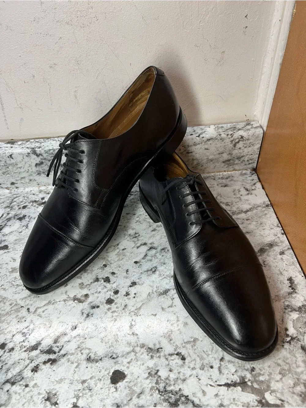 Vintage Florsheim Imperial Line Black Leather Cap Toe Dress Shoes Men's 10 D